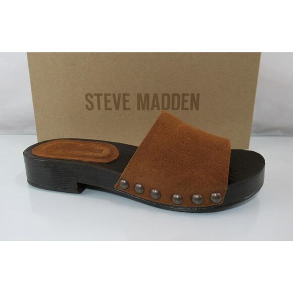 Steve Madden Cento Slide Sandals Chestnut Brown Suede Made in Italy - Picture 2 of 8